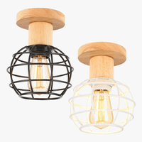 Plafonnier rétro en bois suspendu avec ampoule  | Marco Lucetti