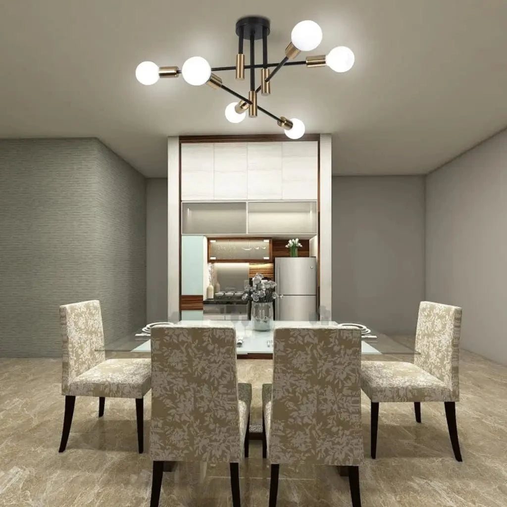 Plafonnier rétro en fer forgé LED noir et or E27 - Luminaire Maison | Marco Lucetti