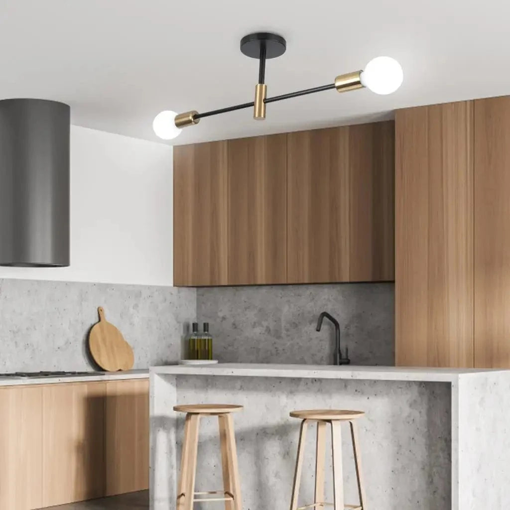 Plafonnier rétro en fer forgé LED noir et or E27 - Luminaire Maison | Marco Lucetti