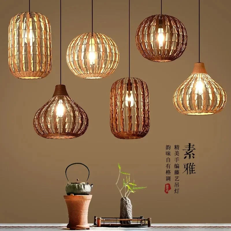 Plafonnier rétro en rotin tissé - Style Vintage | Marco Lucetti