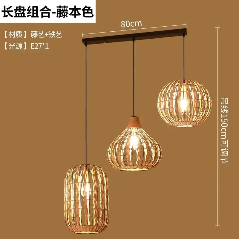 Plafonnier rétro en rotin tissé - Style Vintage | Marco Lucetti Combina à plateau long / Livraison gratuite avec L