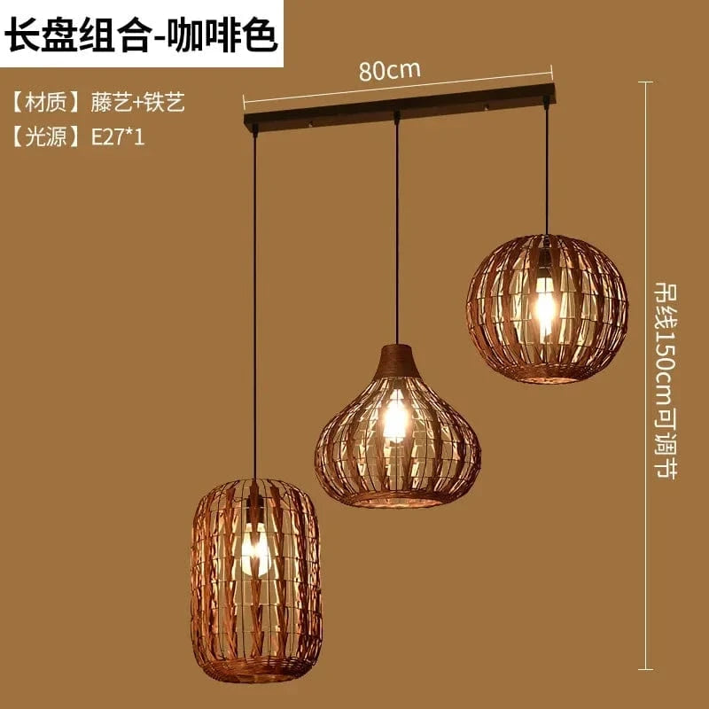 Plafonnier rétro en rotin tissé - Style Vintage | Marco Lucetti Plateau long Combina 1 / Livraison gratuite avec L