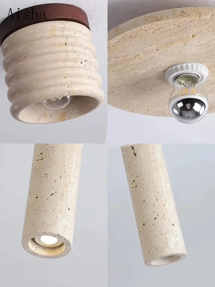 Plafonnier rétro jaune en pierre de grotte pour un couloir tendance | Marco Lucetti