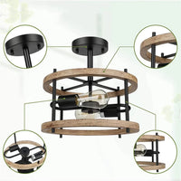 Plafonnier rétro semi-encastré 2 lumières bois vintage pour ferme industrielle - Édition Limitée | Marco Lucetti