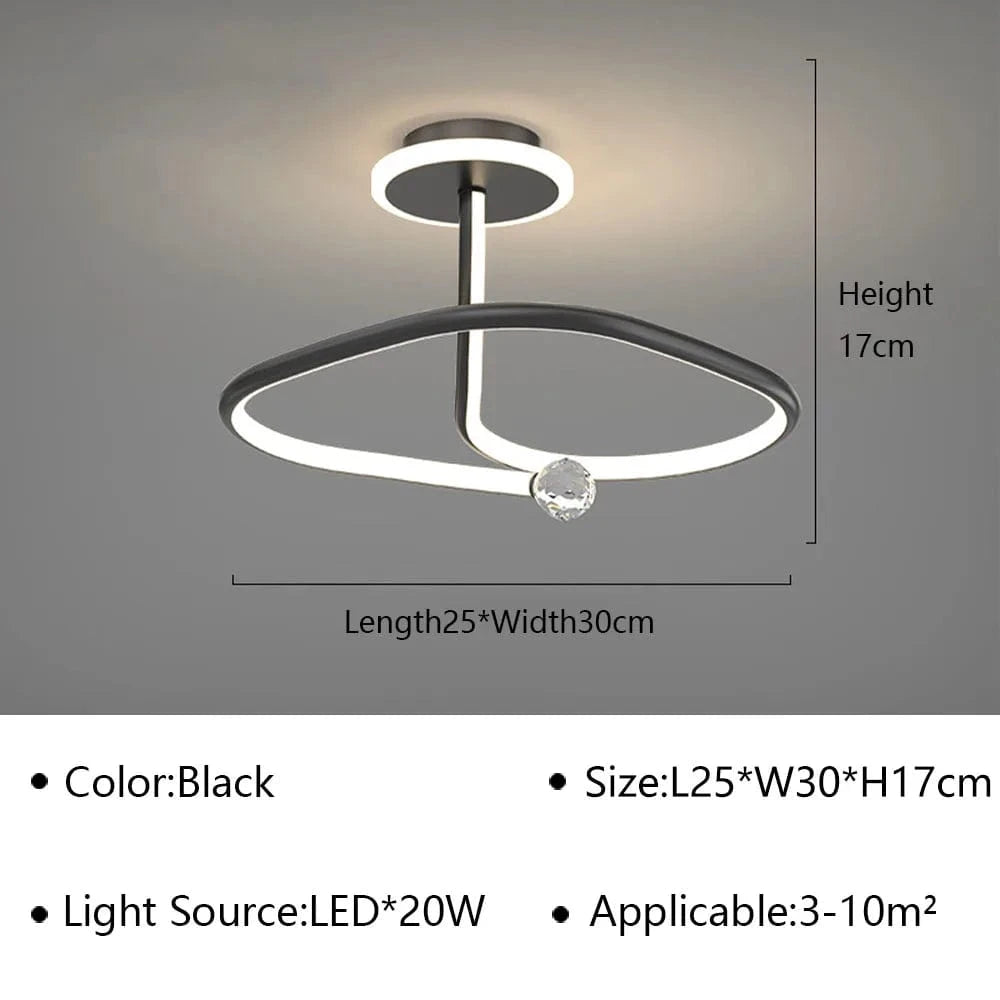 Plafonnier Rond Cristal LED | Marco Lucetti D Noir / Blanc chaud