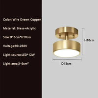 Plafonnier rond en cuivre avec LED pour vestiaire. | Marco Lucetti CL121 15CM-Or / Blanc froid