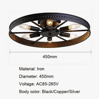 Plafonnier rond en fer au Style industriel rétro américain
