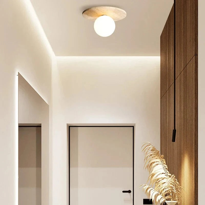 Plafonnier rond en marbre avec ampoule en verre - Parfait pour les restaurants | Marco Lucetti