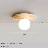 Plafonnier rond en marbre avec ampoule en verre - Parfait pour les restaurants | Marco Lucetti 28 cm / Blanc chaud