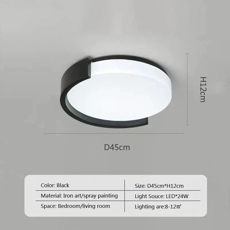 Plafonnier rond LED Nordica Luxe - Idéal pour vos allées | Marco Lucetti D45cm noir / Gradation continue (RC)