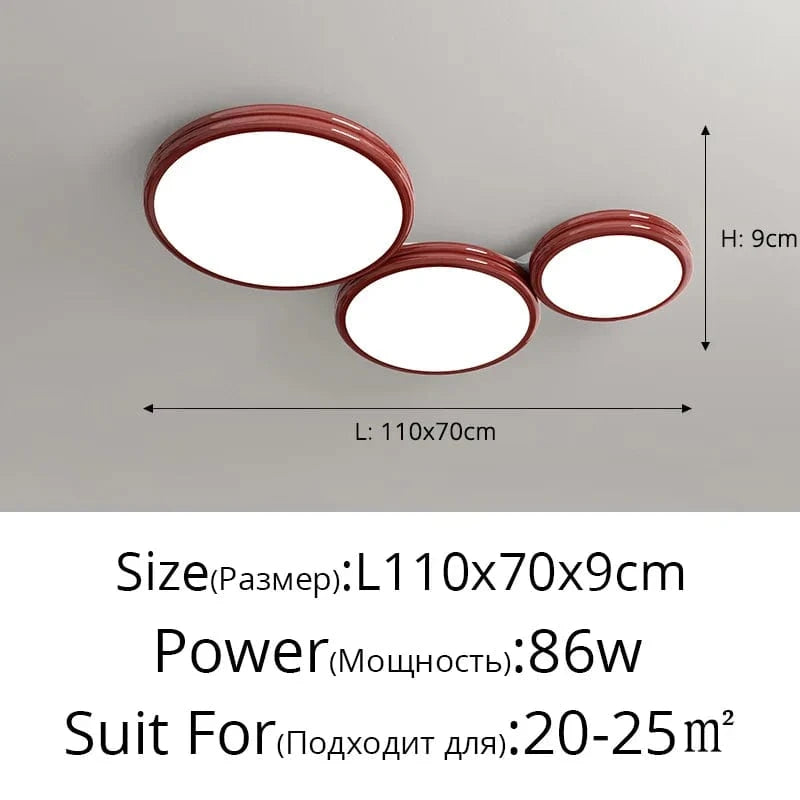 Plafonnier rond minimaliste LED pour éclairage intérieur | Marco Lucetti C Rouge 110CM / Luminosité variable
