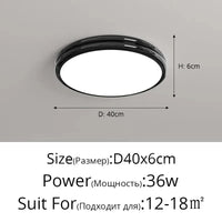 Plafonnier rond minimaliste LED pour éclairage intérieur | Marco Lucetti Noir 40cm / 3 couleurs sans télécommande