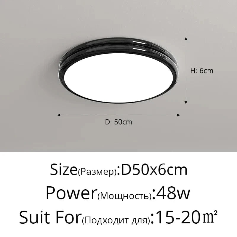 Plafonnier rond minimaliste LED pour éclairage intérieur | Marco Lucetti Noir 50cm / Luminosité variable