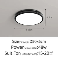 Plafonnier rond minimaliste LED pour éclairage intérieur | Marco Lucetti Noir 50cm / Luminosité variable