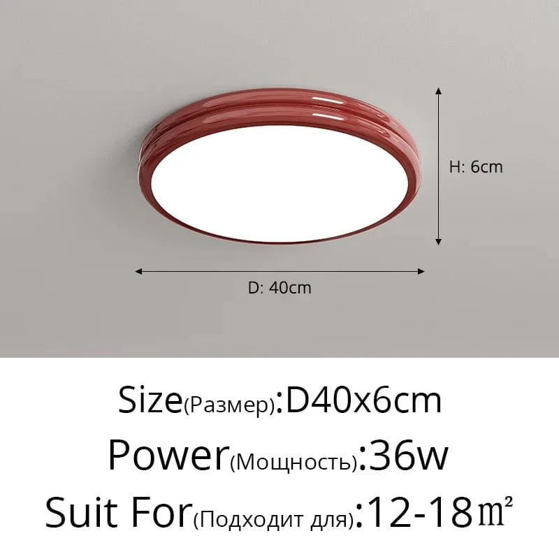 Plafonnier rond minimaliste LED pour éclairage intérieur | Marco Lucetti Rouge 40cm / 3 couleurs sans télécommande
