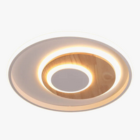 Plafonnier rond moderne en bois véritable avec LEDs décoratives - Éclat Naturel