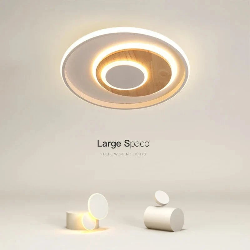 Plafonnier rond moderne en bois véritable avec LEDs décoratives - Éclat Naturel | Marco Lucetti