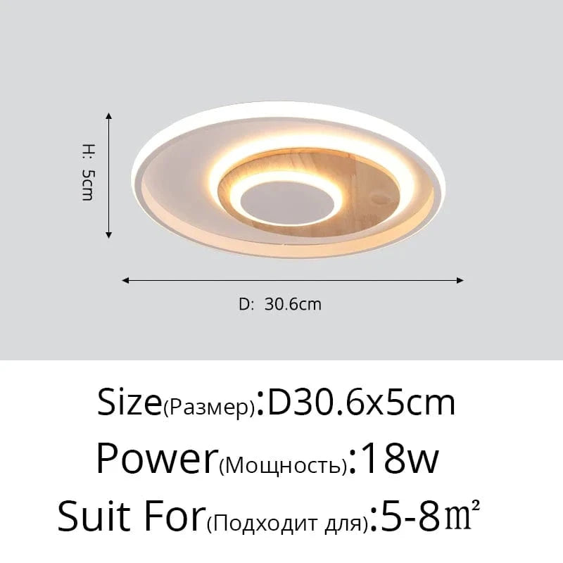 Plafonnier rond moderne en bois véritable avec LEDs décoratives - Éclat Naturel | Marco Lucetti B 30,6 cm rond / Blanc chaud Pas de télécommande