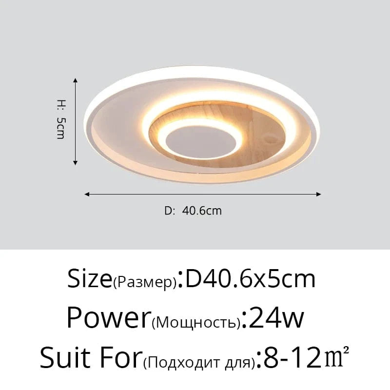 Plafonnier rond moderne en bois véritable avec LEDs décoratives - Éclat Naturel | Marco Lucetti B 40,6 cm rond / Blanc froid Pas de télécommande