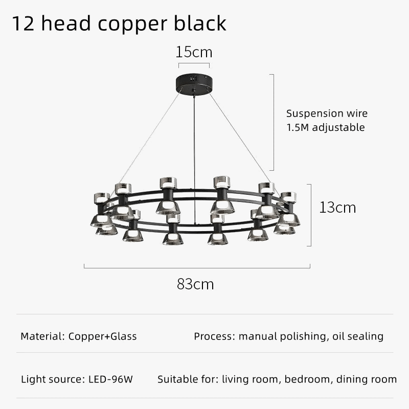 Plafonnier Rond Verre et Cuivre eleganzza | Marco Lucetti
