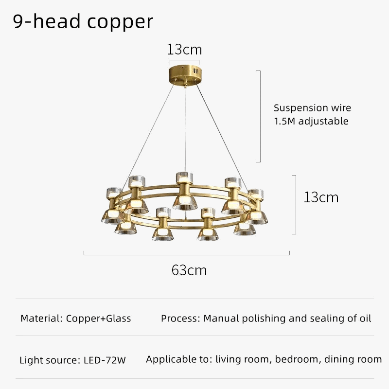 Plafonnier Rond Verre et Cuivre eleganzza | Marco Lucetti