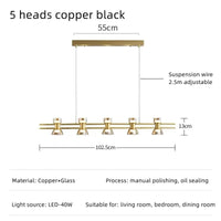 Plafonnier Rond Verre et Cuivre eleganzza | Marco Lucetti B 5 têtes cuivre / 3 couleurs sans télécommande