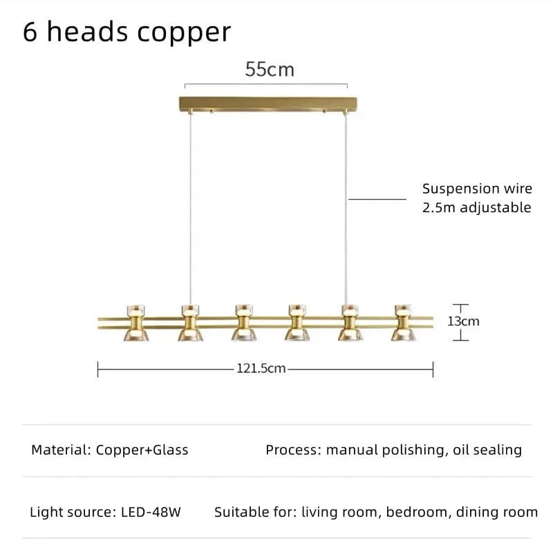 Plafonnier Rond Verre et Cuivre eleganzza | Marco Lucetti B 6 têtes cuivre / 3 couleurs sans télécommande