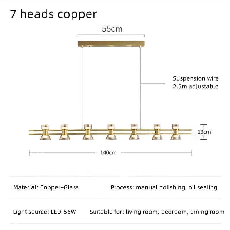 Plafonnier Rond Verre et Cuivre eleganzza | Marco Lucetti B 7 tête cuivre / 3 couleurs sans télécommande