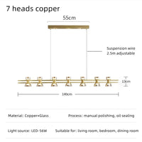 Plafonnier Rond Verre et Cuivre eleganzza | Marco Lucetti B 7 tête cuivre / 3 couleurs sans télécommande