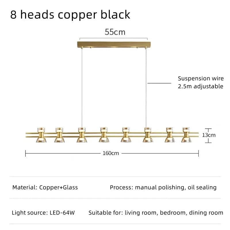 Plafonnier Rond Verre et Cuivre eleganzza | Marco Lucetti B 8 têtes cuivre / 3 couleurs sans télécommande