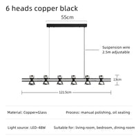 Plafonnier Rond Verre et Cuivre eleganzza | Marco Lucetti Tête B 6 noire / 3 couleurs sans télécommande