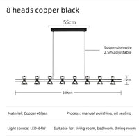 Plafonnier Rond Verre et Cuivre eleganzza | Marco Lucetti Tête B 8 noire / 3 couleurs sans télécommande