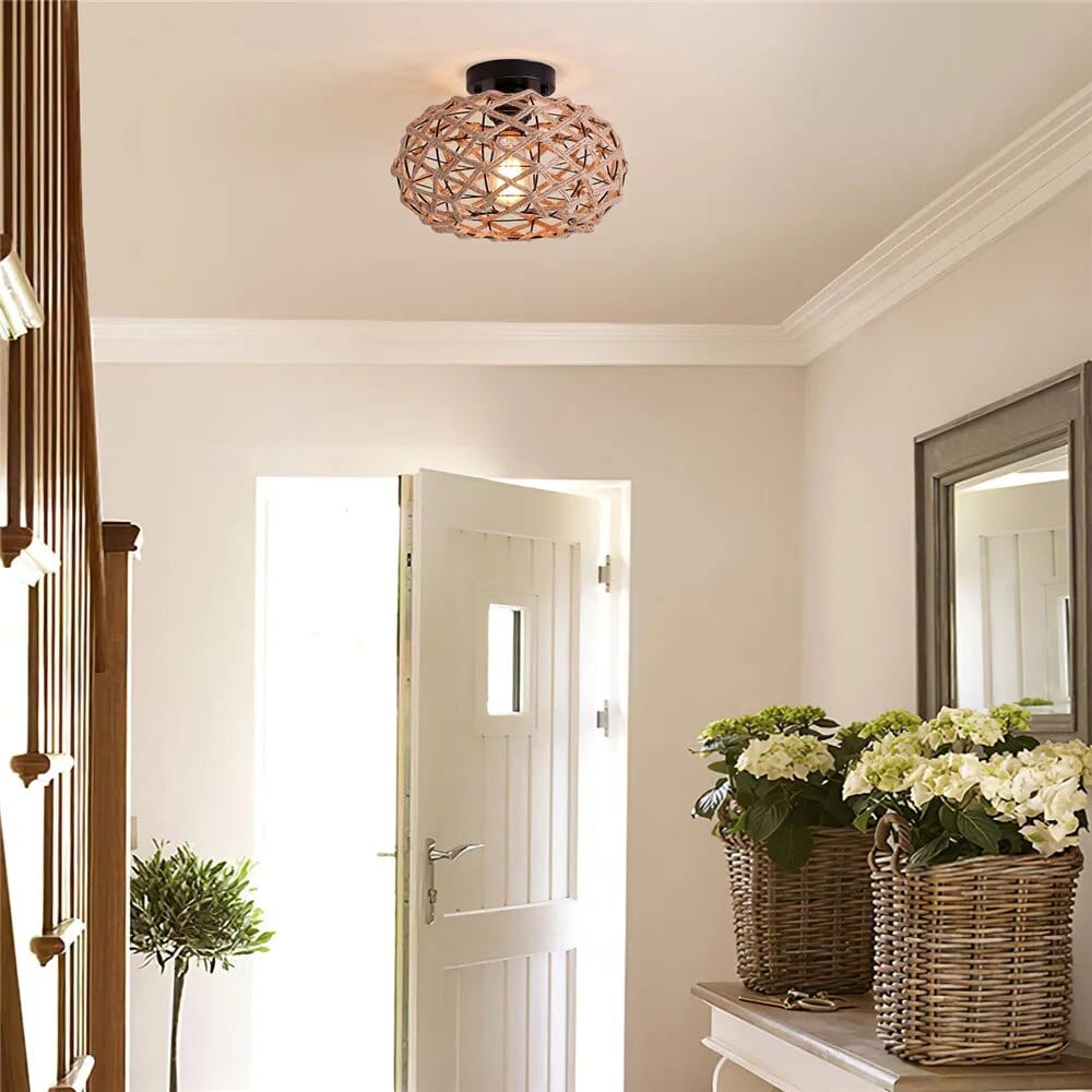 Plafonnier Rustique en Corde de Chanvre - Noir | Marco Lucetti