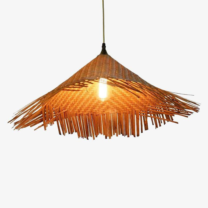 Suspension LED Rustique en Rotin Style Asian