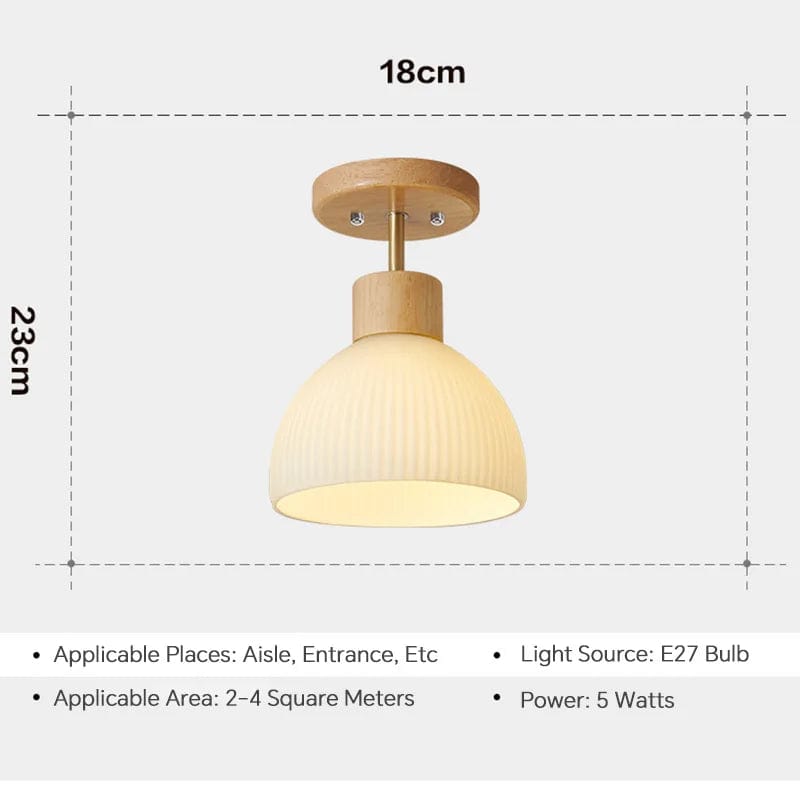 Plafonnier Scandinave en Bois et Verre Rayé - Design Moderne et Décoratif | Marco Lucetti