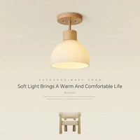 Plafonnier Scandinave en Bois et Verre Rayé - Design Moderne et Décoratif | Marco Lucetti