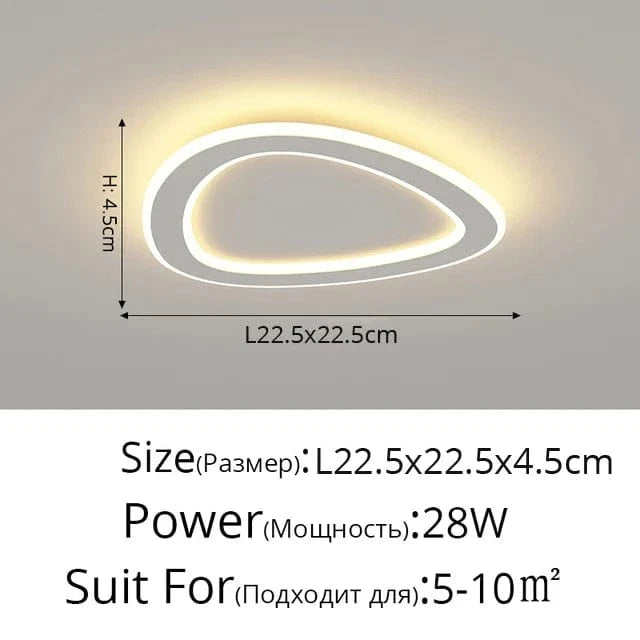 Plafonnier Scandinave Moderne Minimaliste pour Balcon et Chambre | Marco Lucetti Blanc style C L22cm / Lumière blanche 6000K