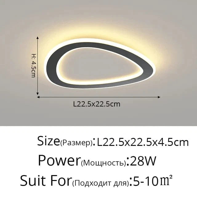 Plafonnier Scandinave Moderne Minimaliste pour Balcon et Chambre | Marco Lucetti Noir style C L22cm / Lumière blanche 6000K