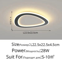 Plafonnier Scandinave Moderne Minimaliste pour Balcon et Chambre | Marco Lucetti Noir style C L22cm / Lumière blanche 6000K