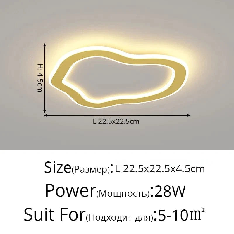 Plafonnier Scandinave Moderne Minimaliste pour Balcon et Chambre | Marco Lucetti Style doré E L22cm / Lumière chaude 3000K