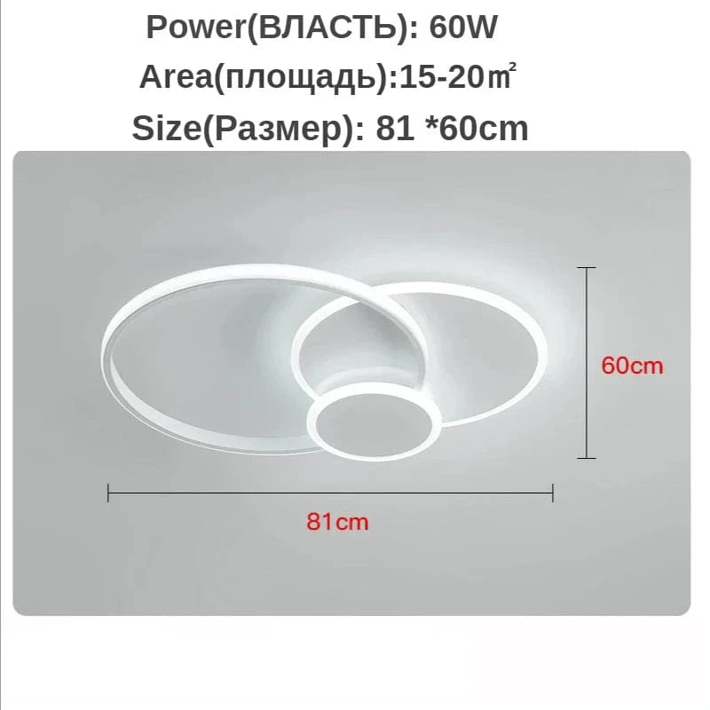 Plafonnier Smart Home | Marco Lucetti 60W-81cmx60cm / Blanc pas de télécommande