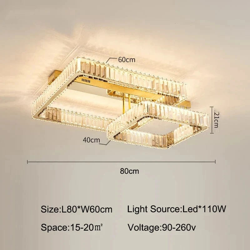 Plafonnier Smart Led Crystal Hall Luxe pour un Éclairage Moderne et Élégant de Salon | Marco Lucetti 60 40 cmB / Lumière chaude