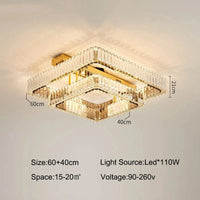 Plafonnier Smart Led Crystal Hall Luxe pour un Éclairage Moderne et Élégant de Salon | Marco Lucetti 60 40cm / Lumière neutre