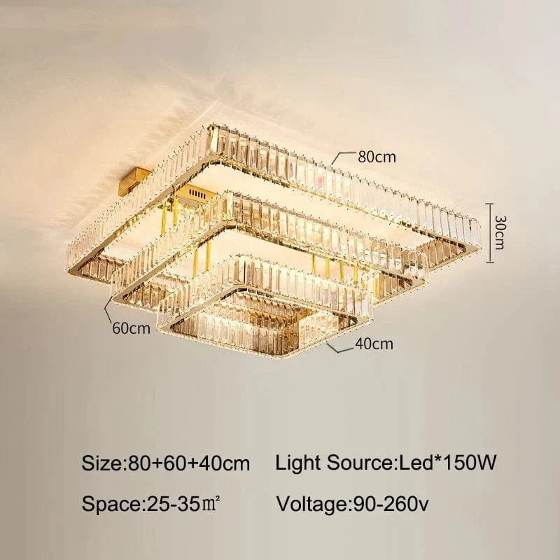 Plafonnier Smart Led Crystal Hall Luxe pour un Éclairage Moderne et Élégant de Salon | Marco Lucetti 80 60 40cm / Lumière neutre