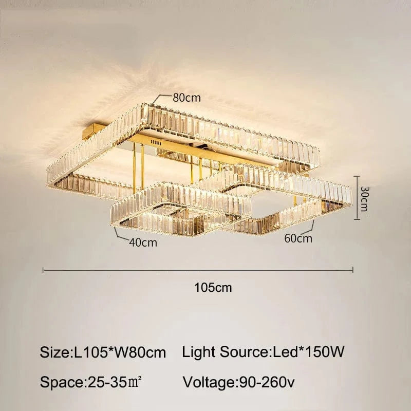 Plafonnier Smart Led Crystal Hall Luxe pour un Éclairage Moderne et Élégant de Salon | Marco Lucetti 80 60 40cmB / Gradation RC