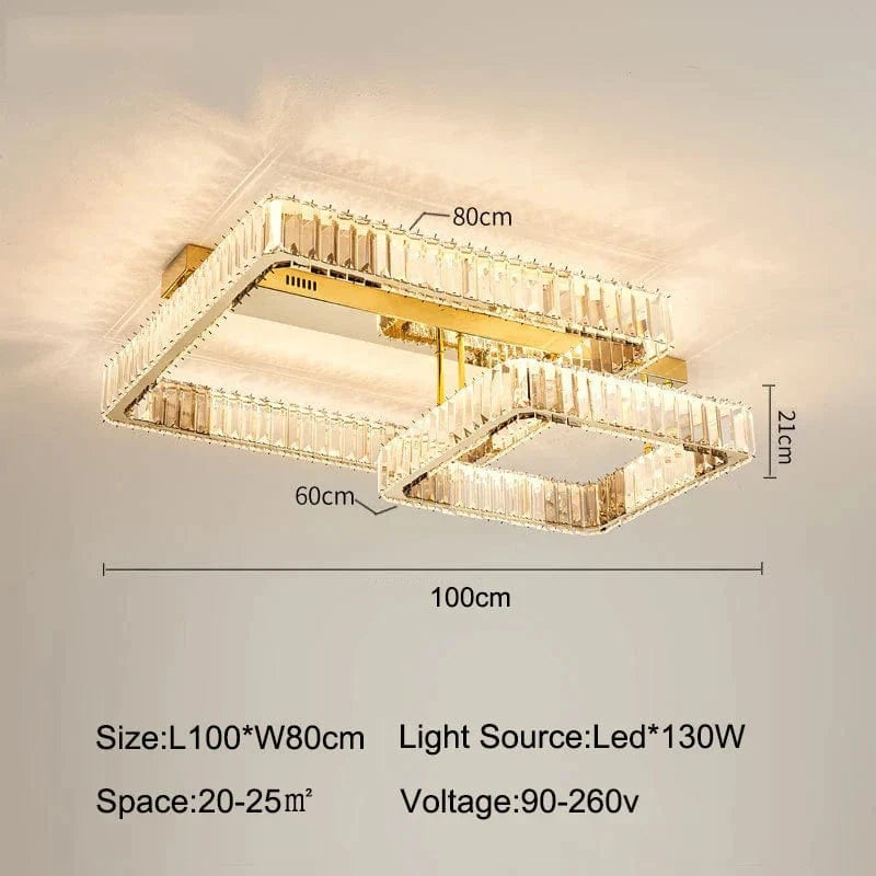 Plafonnier Smart Led Crystal Hall Luxe pour un Éclairage Moderne et Élégant de Salon | Marco Lucetti 80 60 cmB / Lumière chaude