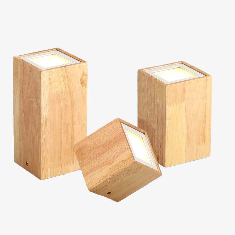 Plafonnier Cube Bois LED