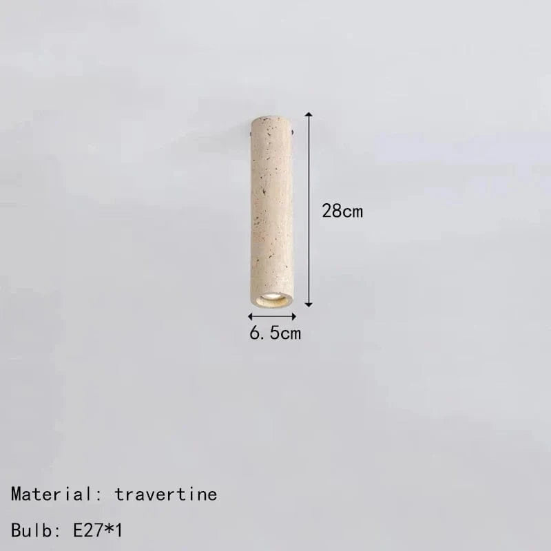 Plafonnier spot cylindrique en pierre naturelle - Collection Élégance Naturelle | Marco Lucetti 28 cm / Blanc chaud