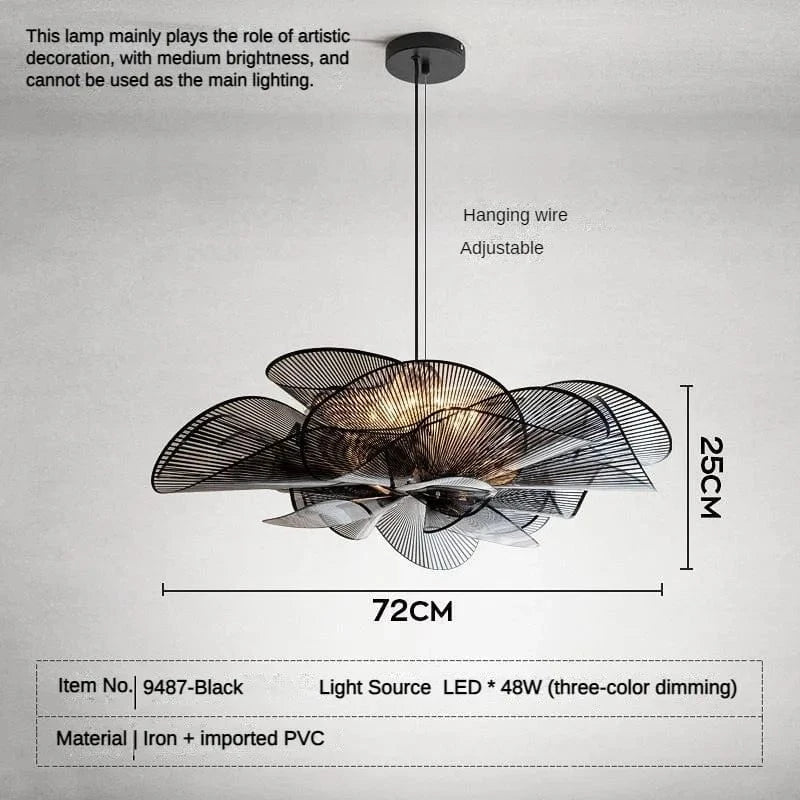 Plafonnier Suspension LED Design Créatif - Luminaire Décoratif | Marco Lucetti Lampe à suspension noire / Source de lumière 3 couleurs