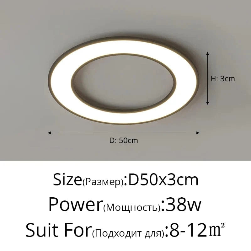 Plafonnier Ultra-Mince LED pour un Éclairage Intérieur Décoratif Moderne | Marco Lucetti B Noir 50cm / Luminosité variable